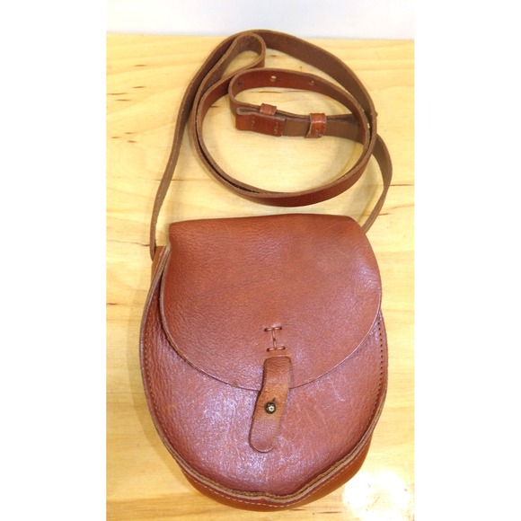 Lucky Brand Saddle Bag Crossbody Purse Leather Brown Vintage 7" x 5.75" - Picture 1 of 6